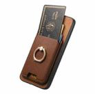 For Samsung Galaxy S23 5G Retro Cross Leather Ring Vertical Insert Card Bag MagSafe Phone Case(Brown) - 3