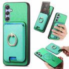 For Samsung Galaxy A14 Retro Cross Leather Ring Vertical Insert Card Bag MagSafe Phone Case(Green) - 1
