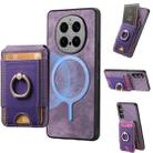 For Honor Magic7 Pro Retro Splitable Magnetic Stand Card Bag Leather Phone Case(Purple) - 1