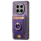 For Honor Magic7 Pro Retro Splitable Magnetic Stand Card Bag Leather Phone Case(Purple) - 2