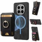 For Honor Magic7 Pro Retro Splitable Magnetic Stand Card Bag Leather Phone Case(Black) - 1