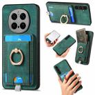 For Honor Magic7 Pro Retro Splitable Magnetic Card Bag Leather Phone Case(Green) - 1