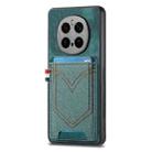 For Honor Magic7 Pro Denim Texture Leather Skin Phone Case with Card Slot(Green) - 1