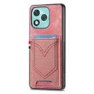 For Honor 400 Lite Glodal Denim Texture Leather Skin Phone Case with Card Slot(Pink) - 1
