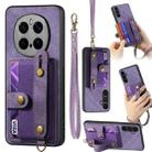 For Honor Magic7 Pro Retro Cross Wristband Wallet Leather Back Phone Case(Purple) - 1