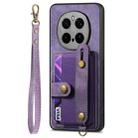 For Honor Magic7 Pro Retro Cross Wristband Wallet Leather Back Phone Case(Purple) - 2