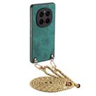 For Honor Magic7 Pro Vintage Leather PC Back Cover Phone Case with Crossbody Strap(Green) - 1