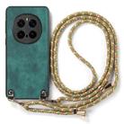 For Honor Magic7 Pro Vintage Leather PC Back Cover Phone Case with Crossbody Strap(Green) - 2