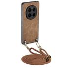 For Honor Magic7 Pro Vintage Leather PC Back Cover Phone Case with Crossbody Strap(Brown) - 1