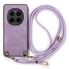 For Honor Magic7 Pro Vintage Leather PC Back Cover Phone Case with Crossbody Strap(Purple) - 2