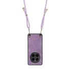 For Honor Magic7 Pro Vintage Leather PC Back Cover Phone Case with Crossbody Strap(Purple) - 3