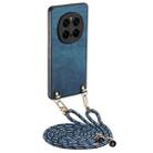 For Honor Magic7 Pro Vintage Leather PC Back Cover Phone Case with Crossbody Strap(Blue) - 1