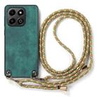 For Honor X6b 4G Vintage Leather PC Back Cover Phone Case with Crossbody Strap(Green) - 2