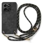 For Honor X6b 4G Vintage Leather PC Back Cover Phone Case with Crossbody Strap(Black) - 2