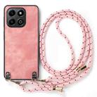 For Honor X6b 4G Vintage Leather PC Back Cover Phone Case with Crossbody Strap(Pink) - 2