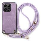 For Honor X6b 4G Vintage Leather PC Back Cover Phone Case with Crossbody Strap(Purple) - 2