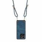 For Honor X6b 4G Vintage Leather PC Back Cover Phone Case with Crossbody Strap(Blue) - 3