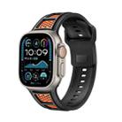 For Apple Watch 46mm / 49mm / 45mm / 44mm Dual Color Mesh Reverse Buckle Silicone Watch Band(Black Orange) - 1