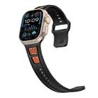 For Apple Watch 46mm / 49mm / 45mm / 44mm Dual Color Mesh Reverse Buckle Silicone Watch Band(Black Orange) - 3