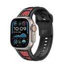 For Apple Watch 46mm / 49mm / 45mm / 44mm Dual Color Mesh Reverse Buckle Silicone Watch Band(Black Red) - 1