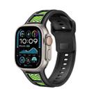 For Apple Watch 46mm / 49mm / 45mm / 44mm Dual Color Mesh Reverse Buckle Silicone Watch Band(Black Green) - 1