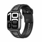 For Apple Watch 42mm / 41mm / 40mm / 38mm Dual Color Mesh Reverse Buckle Silicone Watch Band(Black Gray) - 1