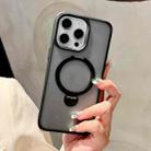 For iPhone 16 Pro Metal Holder MagSafe PC Hybrid TPU Phone Case(Black) - 1