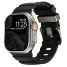 For Apple Watch 46mm / 49mm / 45mm / 44mm Wild Path Grey Buckle Thickened Silicone Watch Band(Black) - 1