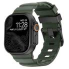 For Apple Watch 46mm / 49mm / 45mm / 44mm Wild Path Black Buckle Thickened Silicone Watch Band(Dark Green) - 1