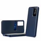 For Samsung Galaxy S22 5G Smart View Window Leather Phone Case with Card Slot(Blue) - 1