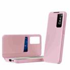 For Samsung Galaxy S22 5G Smart View Window Leather Phone Case with Card Slot(Pink) - 1