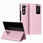 For Samsung Galaxy Z Fold5 5G Smart View Window Leather Phone Case with Card Slot(Pink) - 1