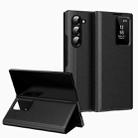 For Samsung Galaxy Z Fold5 5G Smart View Window Leather Phone Case with Card Slot(Black) - 1