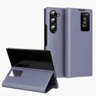 For Samsung Galaxy Z Fold6 5G Smart View Window Leather Phone Case with Card Slot(Purple) - 1
