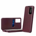 For Samsung Galaxy A55 Smart View Window Leather Phone Case with Card Slot(Red) - 1