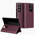 For Samsung Galaxy Z Fold7 5G Smart View Window Leather Phone Case with Card Slot(Red) - 1
