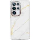 For Samsung Galaxy S23 Ultra 5G Electroplated Marble Texture Phone Case(Gold White M1) - 1