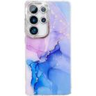 For Samsung Galaxy S23 Ultra 5G Electroplated Marble Texture Phone Case(Purple Blue M18) - 1
