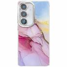 For Samsung Galaxy S24 5G Electroplated Marble Texture Phone Case(Gold Pink Red M12) - 1