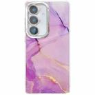 For Samsung Galaxy S24 5G Electroplated Marble Texture Phone Case(Gold Purple Red M15) - 1