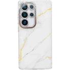 For Samsung Galaxy S24 Ultra 5G Electroplated Marble Texture Phone Case(Gold White M1) - 1