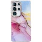 For Samsung Galaxy S24 Ultra 5G Electroplated Marble Texture Phone Case(Gold Pink Red M12) - 1