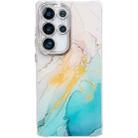 For Samsung Galaxy S24 Ultra 5G Electroplated Marble Texture Phone Case(Yellow Green M13) - 1