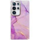 For Samsung Galaxy S24 Ultra 5G Electroplated Marble Texture Phone Case(Gold Purple Red M15) - 1