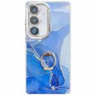 For Samsung Galaxy A56 5G Electroplated Marble Texture Ring Holder Phone Case(Dark Blue S16) - 1