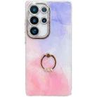 For Samsung Galaxy S25 Ultra 5G Electroplated Marble Texture Ring Holder Phone Case(Purple Pink S14) - 1