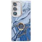 For Samsung Galaxy A35 5G Electroplated Marble Texture Ring Holder Phone Case(Navy Blue S17) - 1