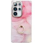 For Samsung Galaxy S24 Ultra 5G Electroplated Marble Texture Ring Holder Phone Case(Pink S2) - 1