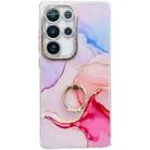 For Samsung Galaxy S24 Ultra 5G Electroplated Marble Texture Ring Holder Phone Case(Red S7) - 1