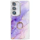 For Samsung Galaxy S24+ 5G Electroplated Marble Texture Ring Holder Phone Case(Purple S3) - 1